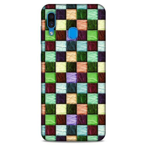 Samsung Galaxy A30 Kılıf Patchwork (6) Silikon Kılıf Su Yeşili