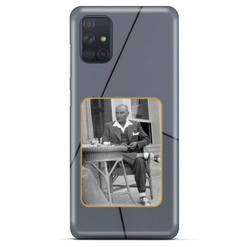 Samsung Galaxy M51 Kılıf Atatürk (31) TPU Kılıf Koyu Gri
