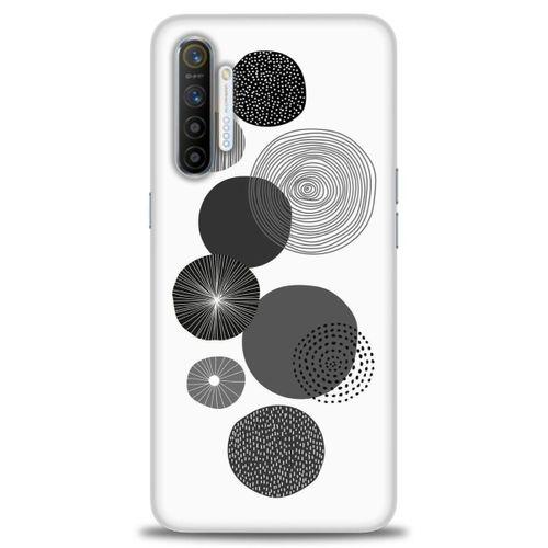 Realme XT Kılıf HD Baskılı Kılıf - Siyah Daire + Tam Ekran Koruyucu