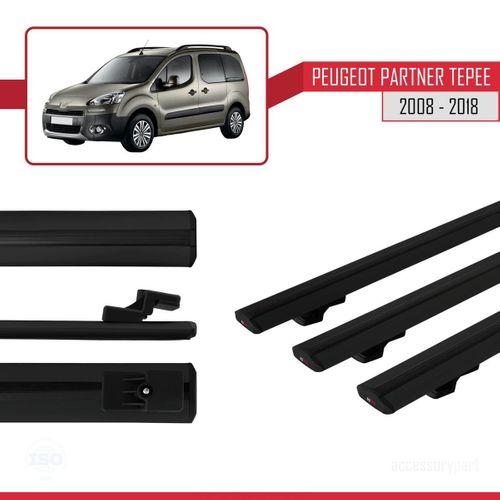 Peugeot Partner Tepee 2008-2018 Arası ile uyumlu Basic Model Ara Atkı Tavan Barı SİYAH 3 ADET