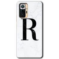 MRCİLETİSİM Xiaomi Redmi Note 10 Pro Kılıf Kapak - Beyaz Mermer Desenli R Harfi +Hayalet Ekran Yandan Gözükmez