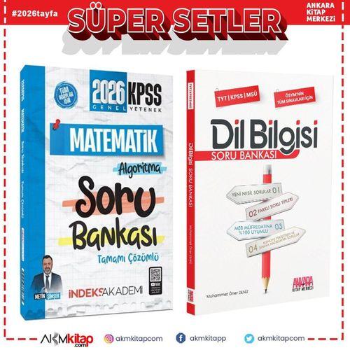 İndeks Akademi 2026 KPSS Matematik ve AKM Kitap Dil Bilgisi Soru Bankası Seti 2 Kitap
