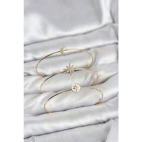 Gold Renk Zirkon Taşlı Kutup Yıldızı Model 3'lü Kadın Bileklik Kombini