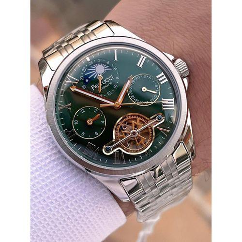 Ferrucci Otomatik Ve Kurmalı Güneş Ve Mehtap Kadranlı Çelik Kordonlu Erkek Kol Saati BFC.03606.2