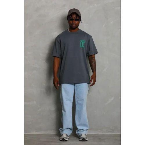 Erkek Baskılı T-Shirt Kısa Kol Bisiklet Yaka Regular Fit Rahat Kalıp Günlük Tişört - Füme