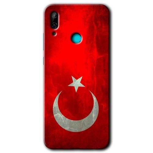 Huawei P smart 2019 Kılıf Baskılı Kapak - Albayrak + 5D Tam Kaplayan Cam