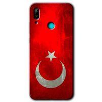 Huawei P smart 2019 Kılıf Baskılı Kapak - Albayrak + 5D Tam Kaplayan Cam
