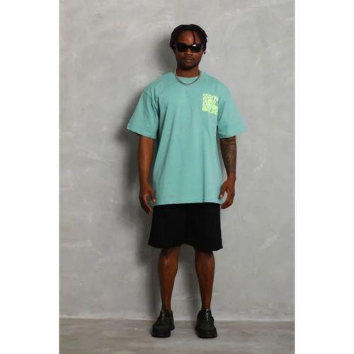 Erkek Baskılı T-Shirt Kısa Kol Bisiklet Yaka Regular Fit Rahat Kalıp Günlük Tişört - Mint Yeşili