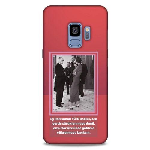 Samsung Galaxy S9 Kılıf Atatürk (5) Koruma Kabı Açık Kırmızı