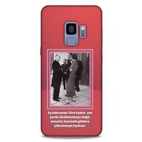 Samsung Galaxy S9 Kılıf Atatürk (5) Koruma Kabı Açık Kırmızı