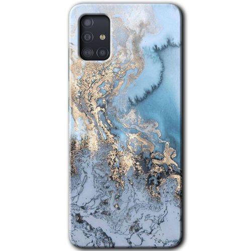 MRCİLETİSİM Samsung Galaxy A51 Kılıf Baskılı Kapak - Eski Mermer +Tam Kaplayan Mat Seramik