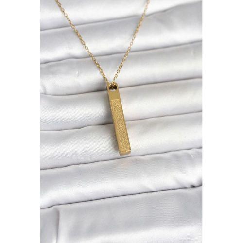 316L Çelik Gold Renk Ayetel Kürsi Yazılı Bar Çubuk Kolye