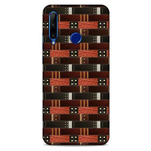 Huawei Y6P Kılıf Patchwork (19) Kılıfları Kahve Turuncu
