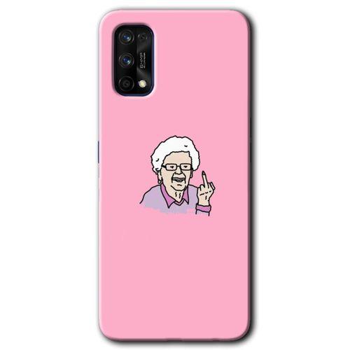MRCİLETİSİM Realme 7 Pro Kılıf Baskılı Kapak - Bad Grandmother + 5D Tam Kaplayan Cam