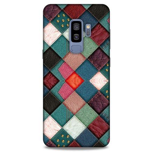 Samsung Galaxy S9 Plus Kılıf Patchwork (18) Telefon Kılıfları Pembe Yeşil