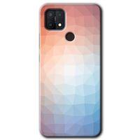 MRCİLETİSİM Oppo A15s Kılıf Baskılı Kapak - Polygon Graident 3 + 5D Tam Kaplayan Cam