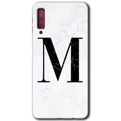 Potkal Hediye Fabrikası Samsung Galaxy A7 2018 Kılıf HD Desen Baskılı Arka Kapak - Beyaz Mermer Desenli M Harfi