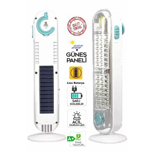 V-005 42 Ledli+fener Solar Güneş Panelli Ultra Güçlü Ledli Şarjlı Işıldak