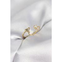 Zincir Sallantılı Kalp Model Gold Renk Kadın Yüzük