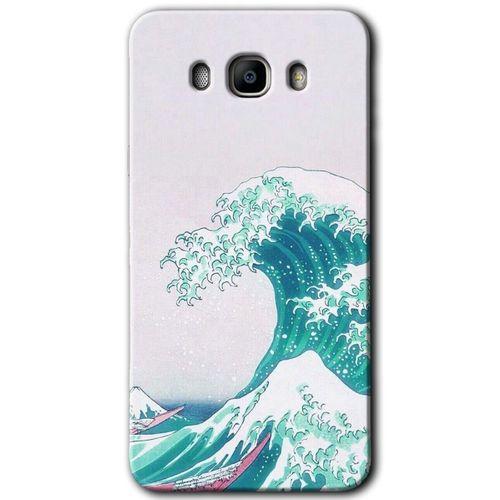 Galaxy J7 2016 Kılıf HD Desen Baskılı Arka Kapak - Dalga + Kırılmaz Cam