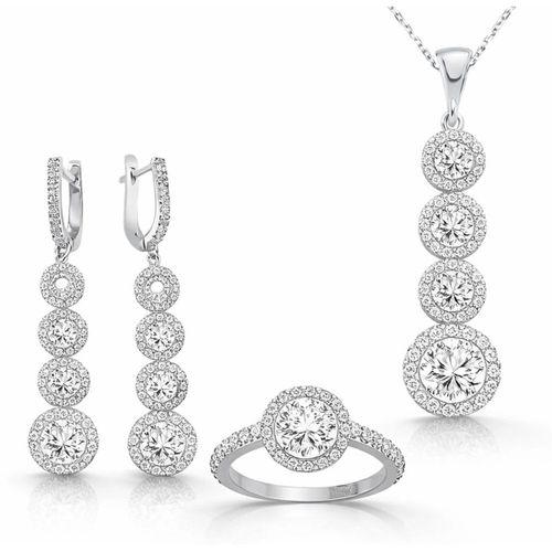 Gümüş Sıralı Dört Taş Bayan Set
