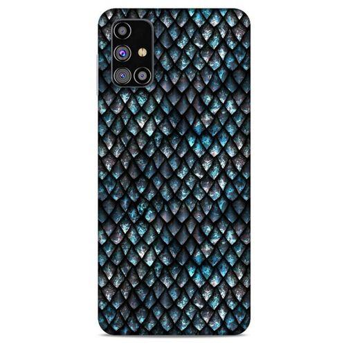 Samsung Galaxy M31s Kılıf Dragons (10) Full Koruma Kılıfı Ejderha Skin Mavi Beyaz