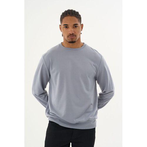 Süperlife Erkek Gri Bisiklet Yaka Ribanalı Regular Fit Sweatshirt spr26swk930
