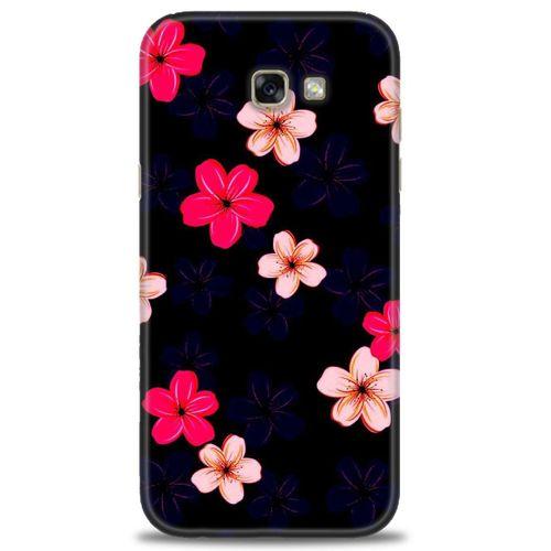 Samsung Galaxy A7 2017 / A720 Kılıf HD Baskılı Kılıf - Pembe Mavi Çiçekler + Tam Ekran Koruyucu
