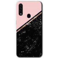 Oppo A31 Kılıf HD Desen Baskılı Arka Kapak - Yarım Mermer + Kırılmaz Cam