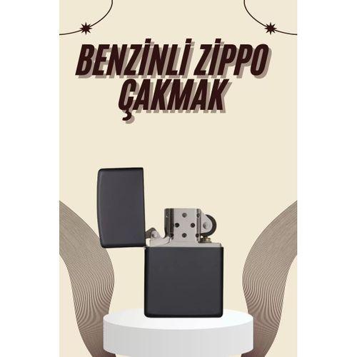 Çakmak Parlak Siyah  Benzinli Çakmak Cep Boy Doldurulabilir