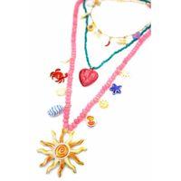 Boncuklu Güneş Kolye - Pembe