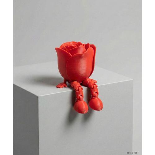 Sarkık Ayaklı Kırmızı Gül Dekor Biblo