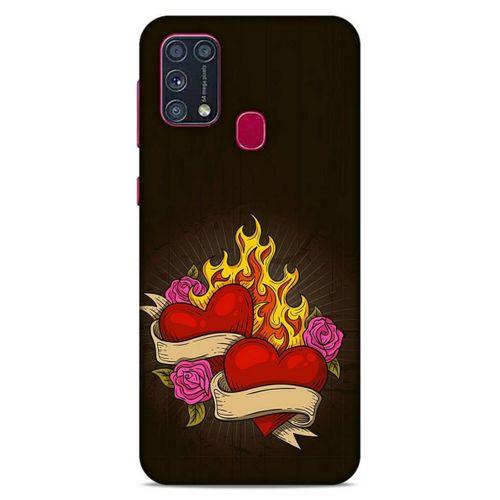Lopard Samsung Galaxy M31 Uyumlu Kılıf Tattoo's (14) Lansman Kılıf Çift Kalp