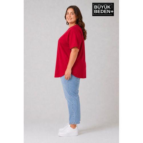 Süperlife Büyük Beden Kadın Bisiklet Yaka Basic Oval Etek Detalylı 3xl-6xl Uzun Tunik SPR26BTSK502