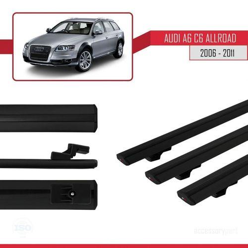 Audi A6 (C6) ALLROAD 2006-2011 Arası ile uyumlu Basic Model Ara Atkı Tavan Barı SİYAH 3 ADET