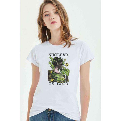 Nuclear Is Good Baskılı Beyaz Kadın Tshirt