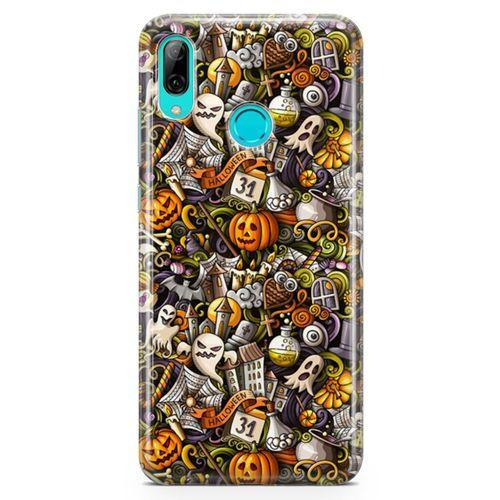 Huawei Y9 2019 Kılıf Cadılar Bayramı Doodle Arka Kapak Koruma Desenli Full Koruyucu