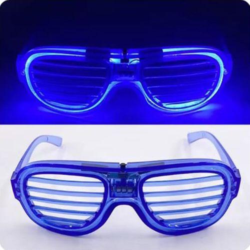 Mavi Led Işıklı Parti Gözlüğü - Neon Glow Şerit Gözlük 3 Modlu (3748)