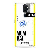 Oppo A9 2020 Kılıf Uçak Bileti Mumbai Arka Kapak Koruma Desenli Full Koruyucu