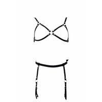 Siyah Harness Takım Suni Deri Jartiyer Detaylı - Brf228