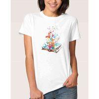 Watercolor Book Fly Butterfly Kadın Beyaz Tshirt