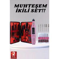 Elektrikli Manikür Pedikür Seti İkili Set 17 Parça Tırnak Bakımı Nasır Temizleme Tırnak Şekillendirme