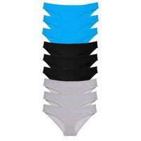 9 adet Süper Eko Set Likralı Kadın Slip Külot Siyah Gri Mavi