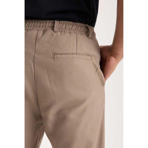 Bezayağı Kumaş Relax Fit Duble Paça Jogger Pantolon - Vizon