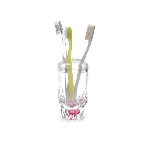 2 Adet Diş Fırçalık Kristal Damlalı Akrilik 7X7X14Cm Banyo Seti