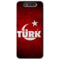 Samsung Galaxy A80 Kılıf Baskılı Kapak - Ayyıldız Türk + 5D Tam Kaplayan Cam