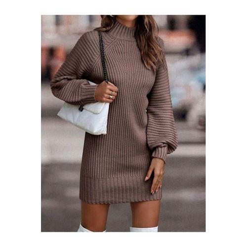 Kadın Uzun Kollu Balıkçı Yaka Mini Triko Elbise