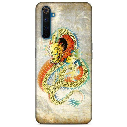 Oppo Realme 6 Pro Kılıf Dragons (21) Koruyucu Kapak Ejderha Dövme Sarı