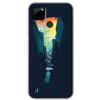 Realme C21 Kılıf HD Desen Baskılı Arka Kapak - City Bird Sky + Kırılmaz Cam