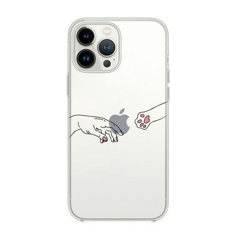 iPhone 14 Pro Max Uyumlu Hand and Paw Desenli Şeffaf Silikonlu Telefon Kılıfı